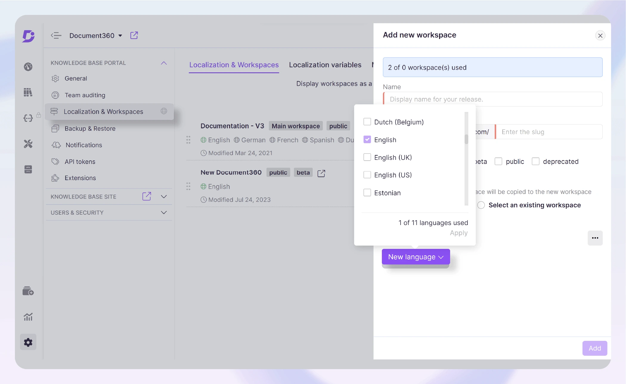 Localization in knowledge base