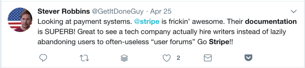 Non-developers appreciate Stripe docs and are willing to share