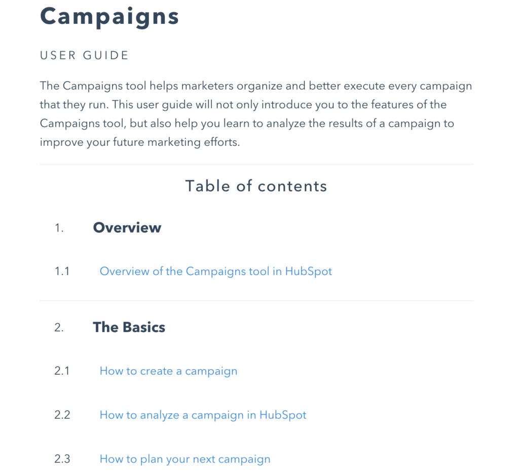Hubspot campaigns User Guide - Tear Down of Hubspot Knowledge base