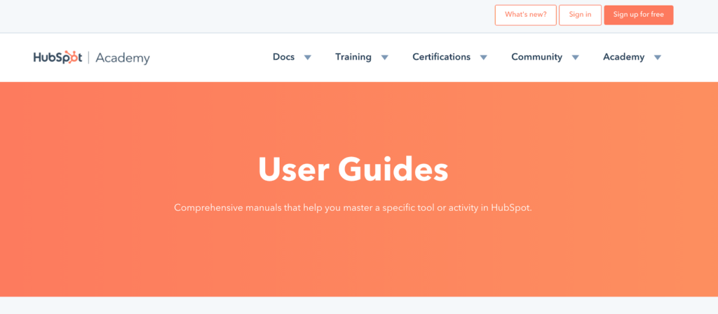 Hubspot’s User Guides homepage - Tear Down of Hubspot Knowledge base