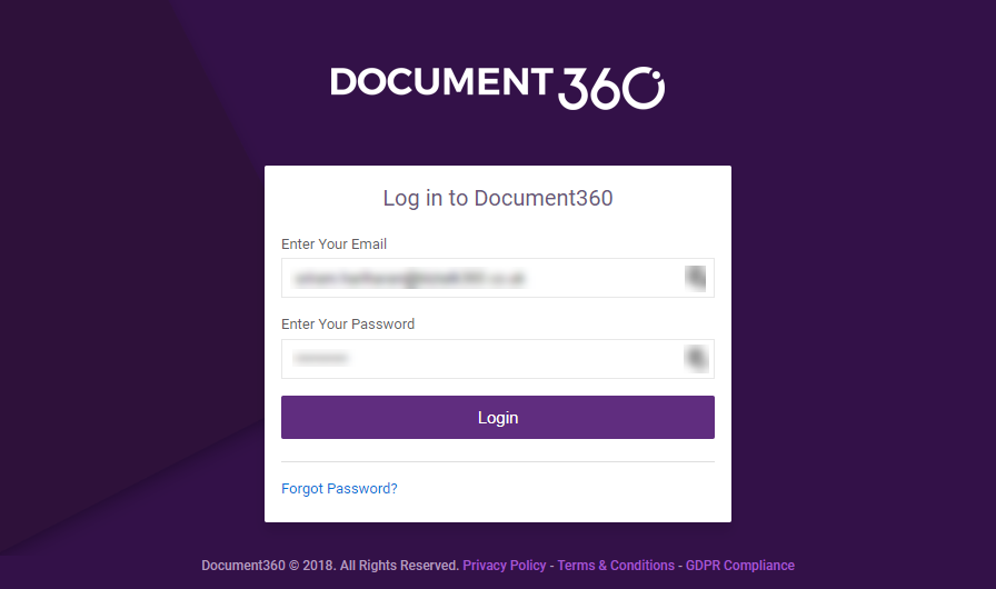 May product Update: Private Documentation - Login Screen