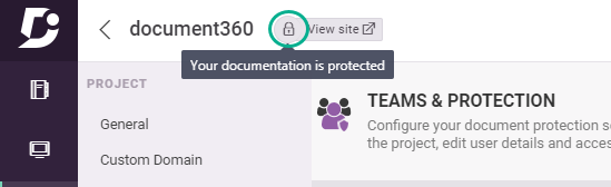 May product Update: Private Documentation - Visit Site Lock Icon