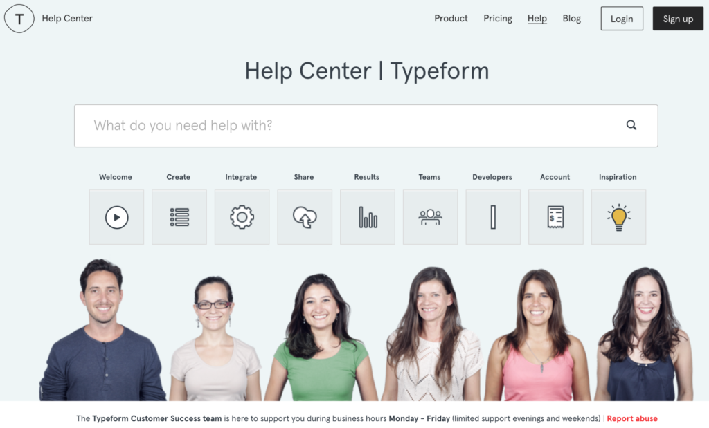Typeform homepage