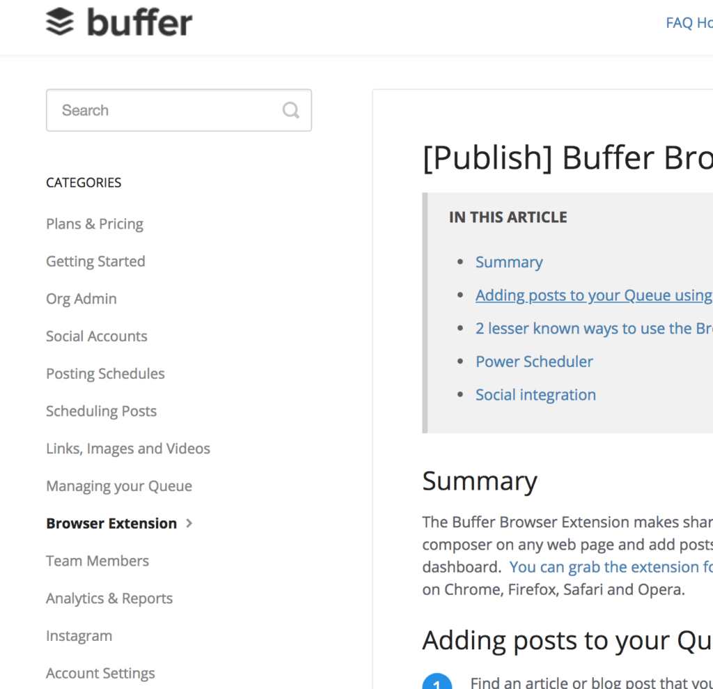 Buffer’s navigation menu floats on top