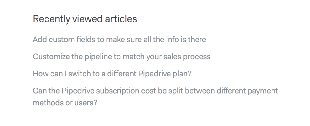 Pipedrive recently viewed articles
