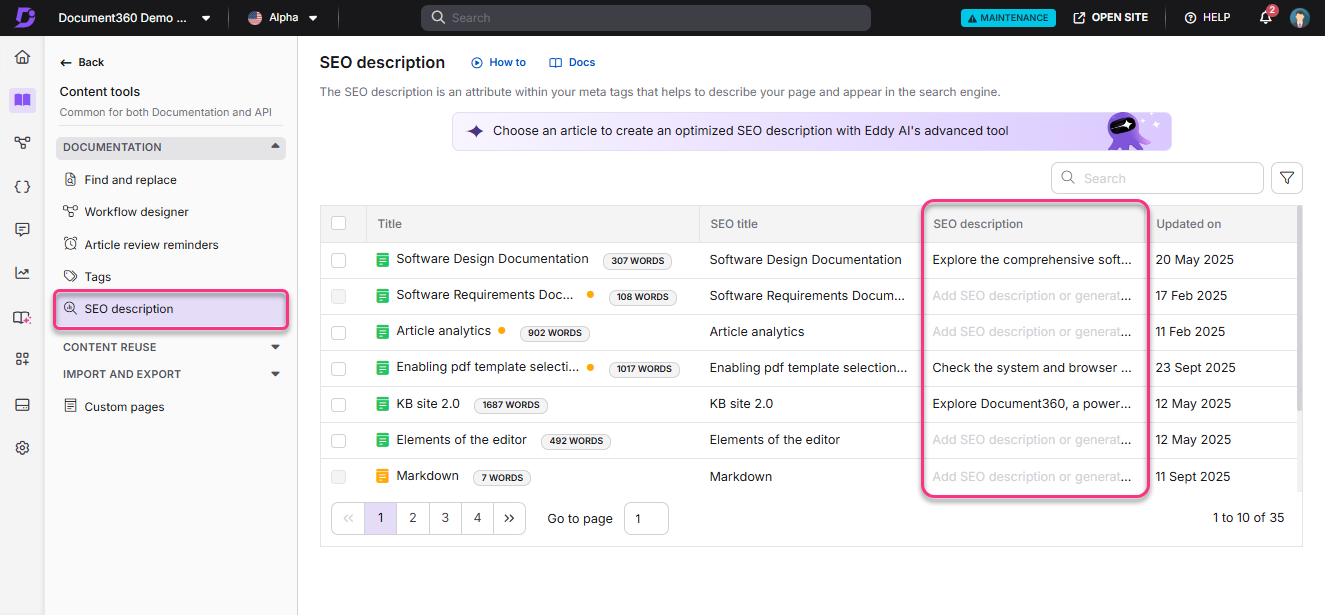SEO description generator