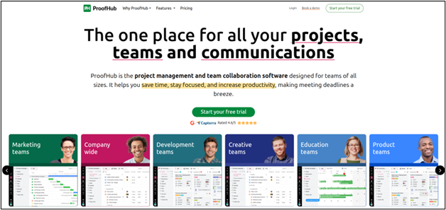 Proofhub homepage