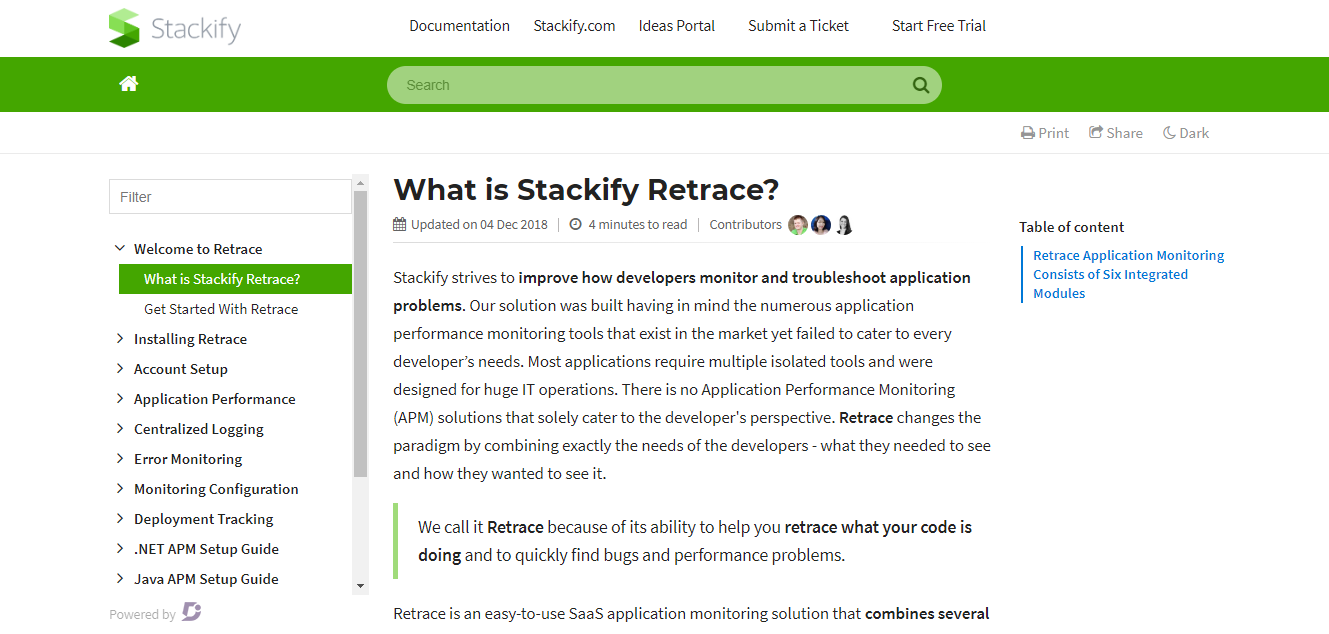 Stackify Knowledgebase- Document360