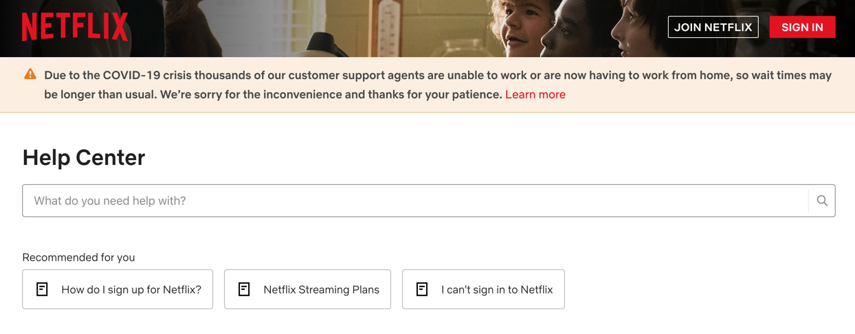 Netflix customer support knowledge base