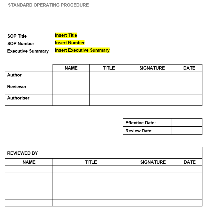 Google Docs Sop Template