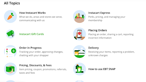 Instacart Knowledge Base Articles
