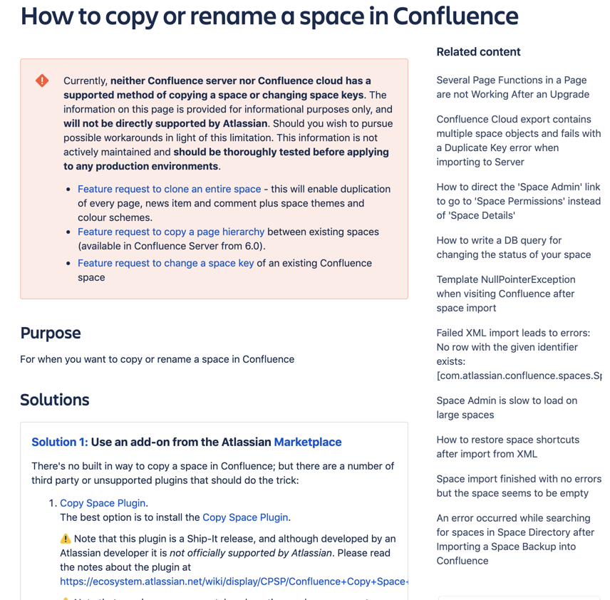 related content in Atlassian knowledge base
