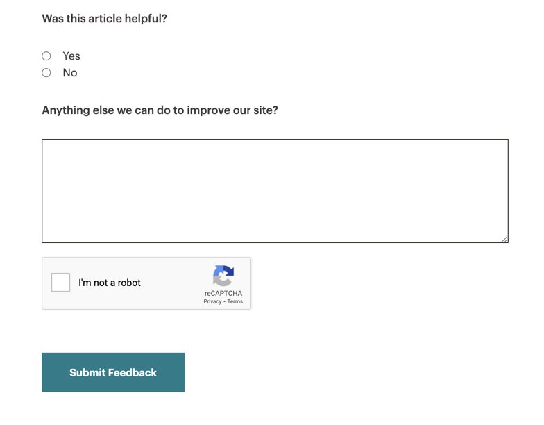 mailchimp knowledge base feedback form