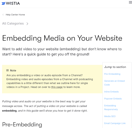 relevant articles in wistia knowledge base