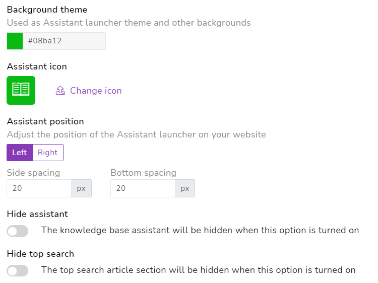 Knowledge base assistant background theme - Document360