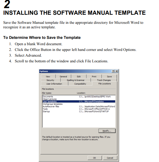 software technical manual created using microsoft
