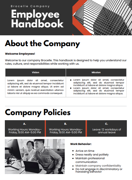 Employee handbook training manual