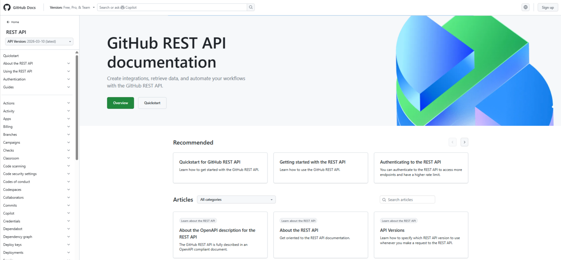 GitHub REST API documentation