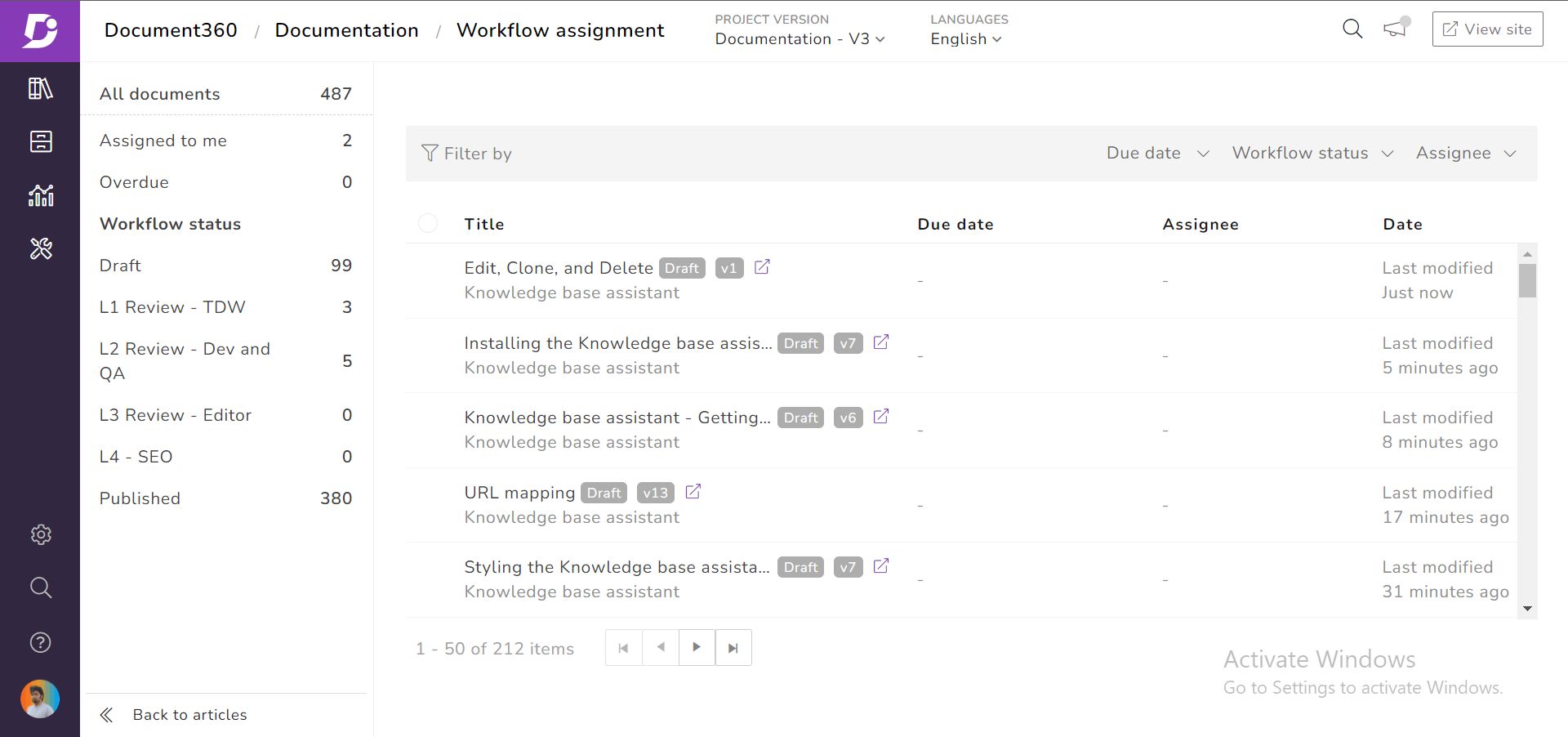 Workflow assignment overview