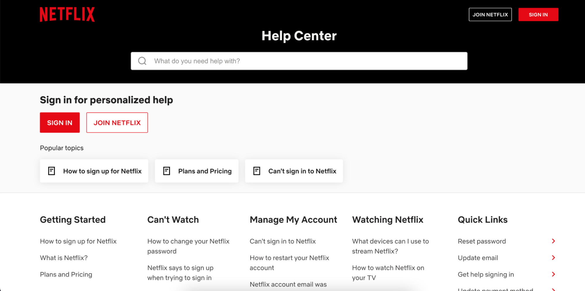 Netflix help center