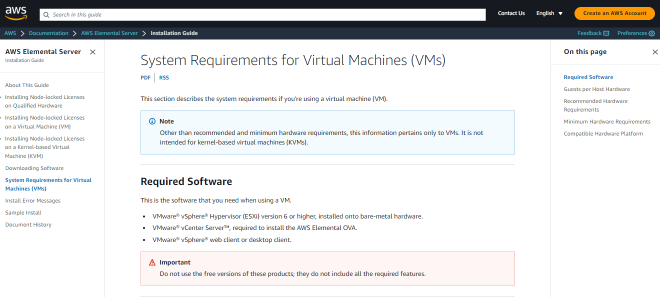 aws system requirement document example