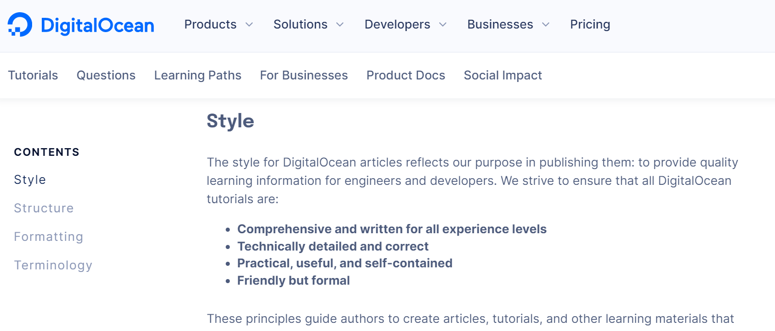 Digital Ocean Technical Writing Guidelines