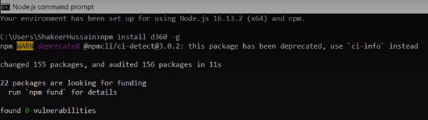 Node.js  d360 package installation