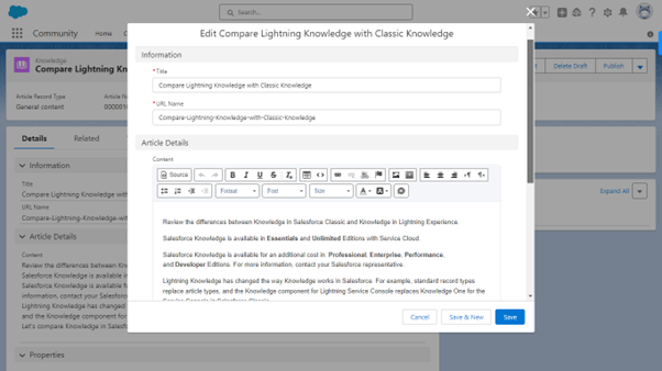 Editing Content - Salesforce