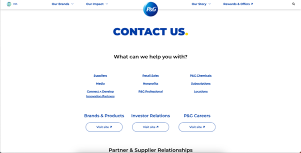 P&G help page