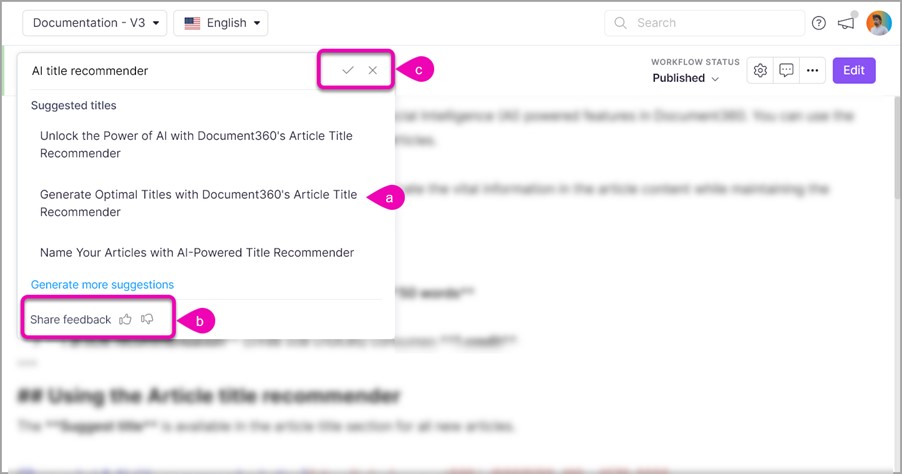 ai title recommender in knowledge base