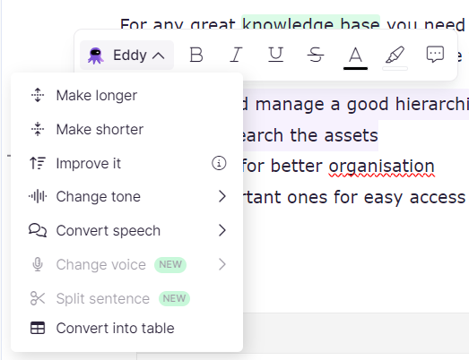 change voice in document360 eddy