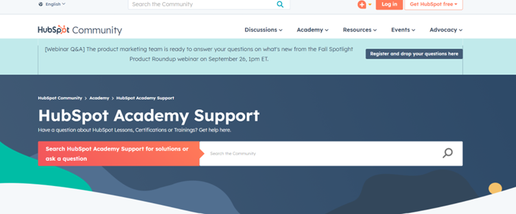 Hubspot Academy help center