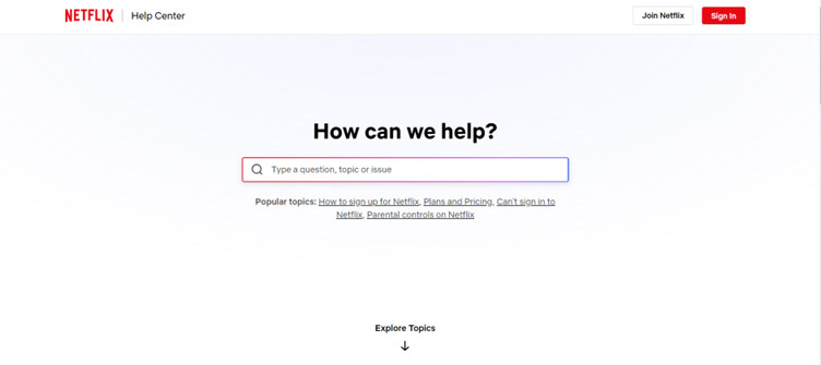 Netflix help search