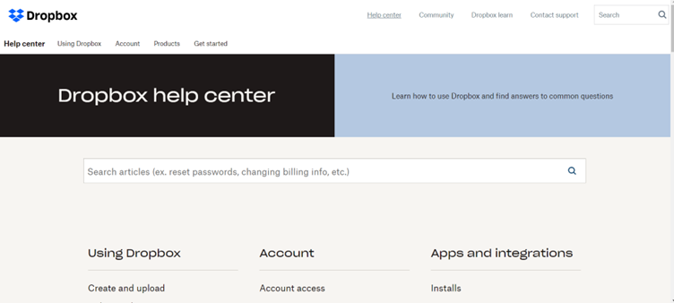 dropbox help center