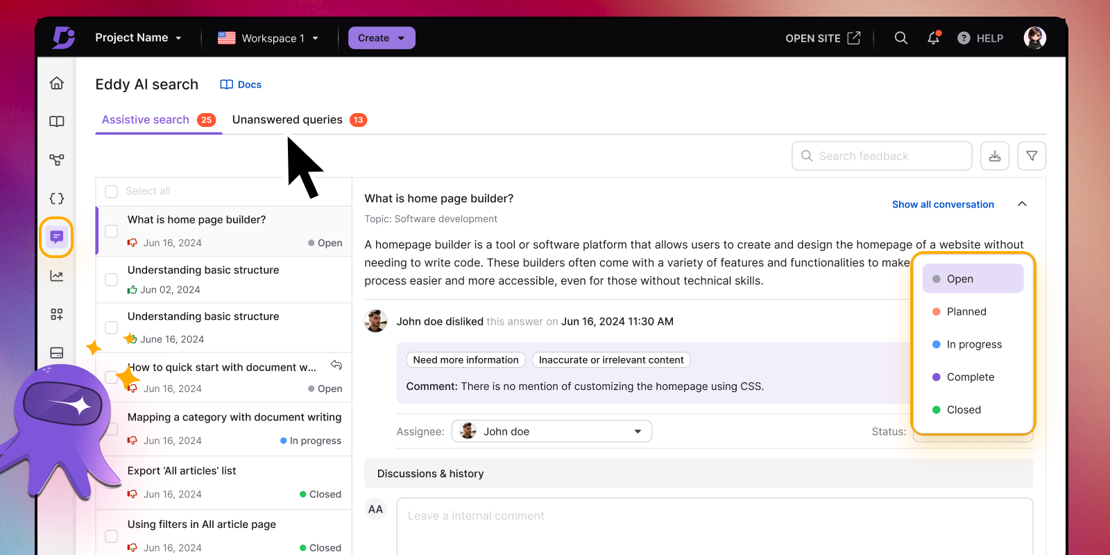 Eddy AI feedback manager