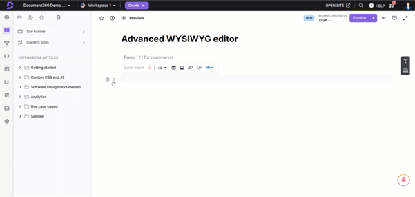 Advance wiyswyg editor