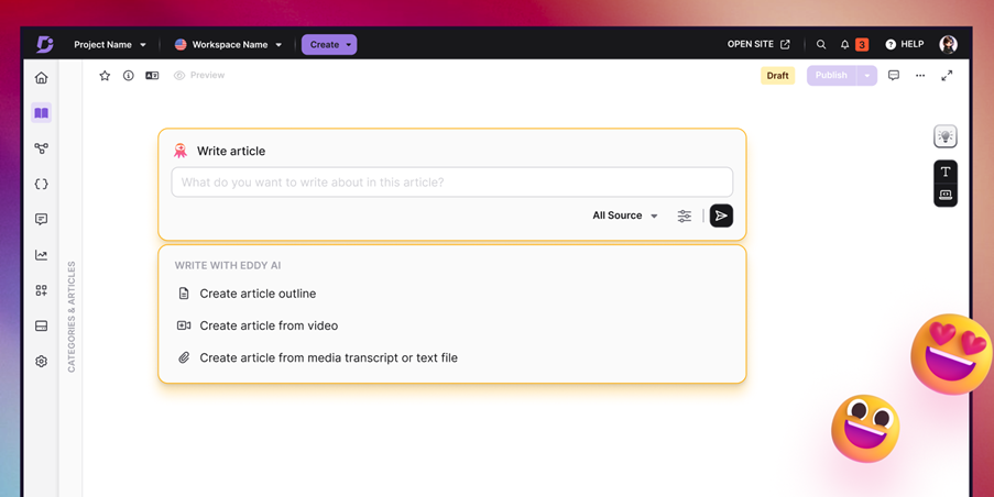 Eddy AI writing page