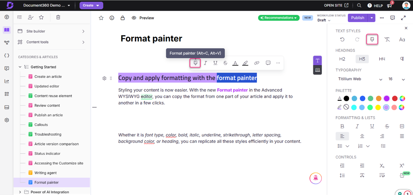 Format painter