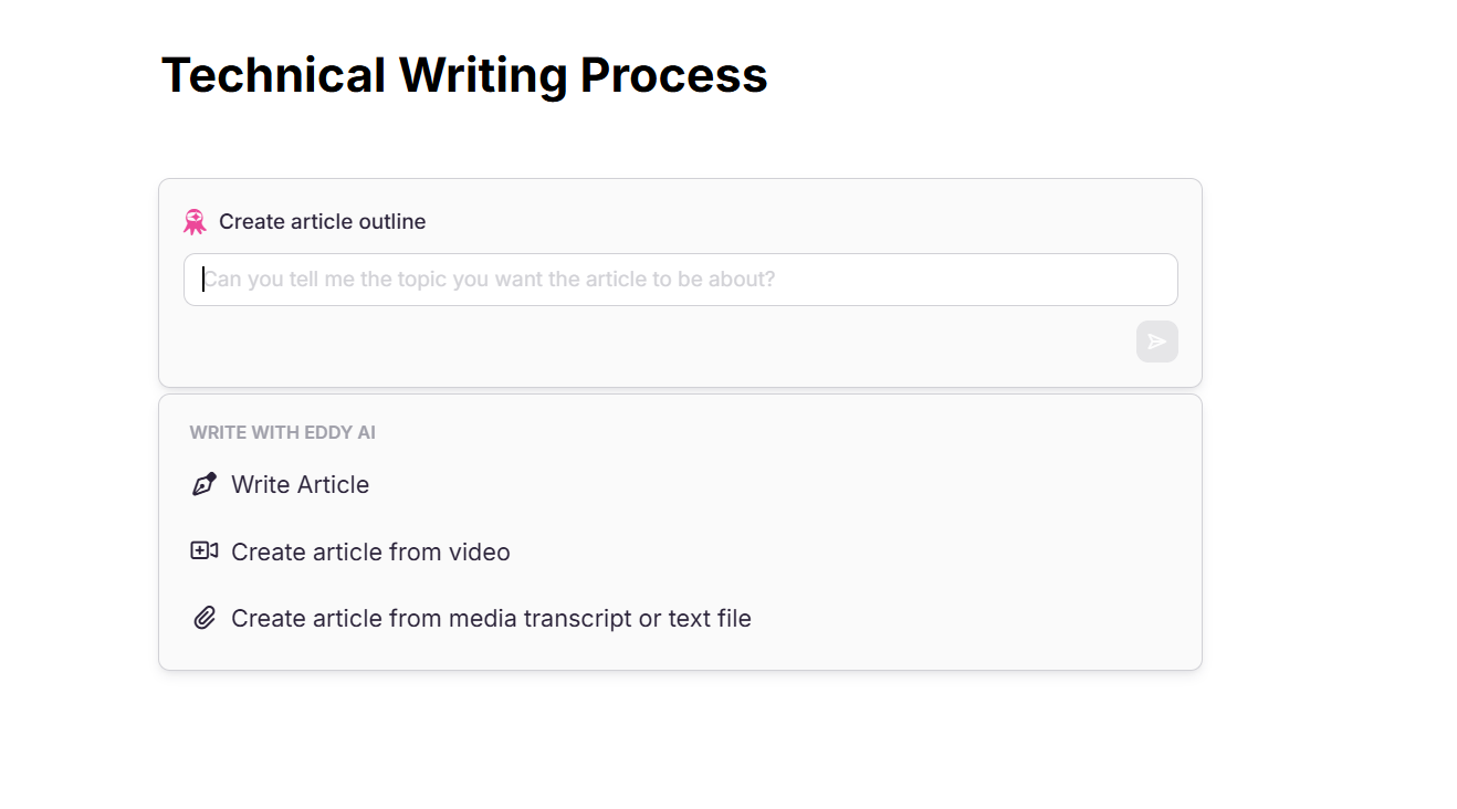 technical writing process on AI writer