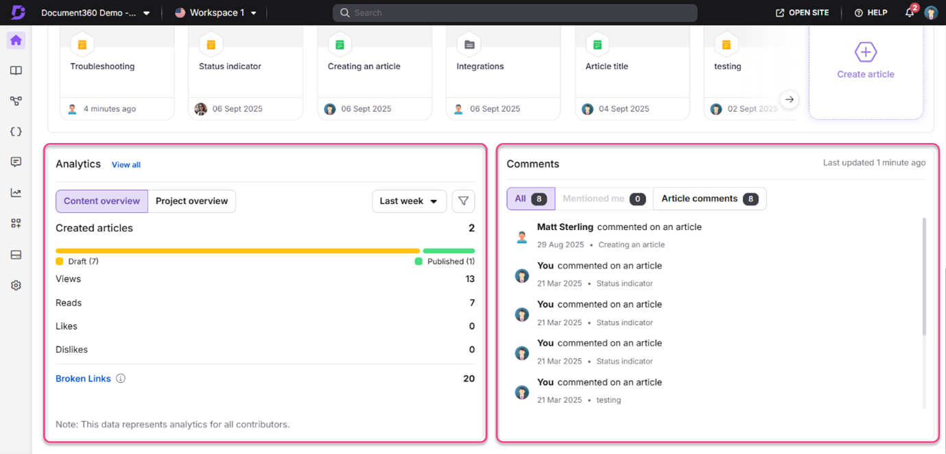 Analytics and Comments