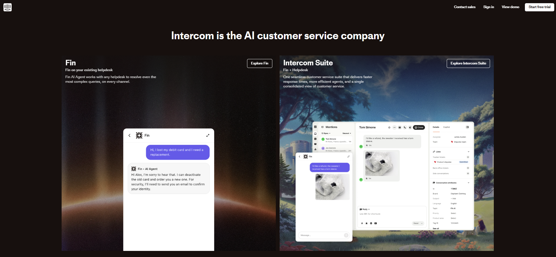 Intercom homepage