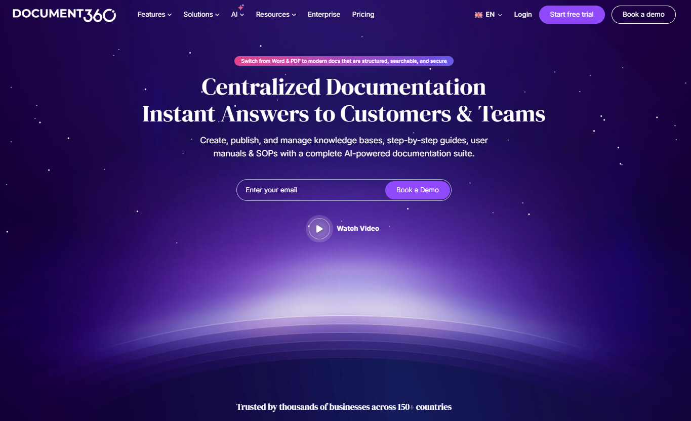 Document360 homepage