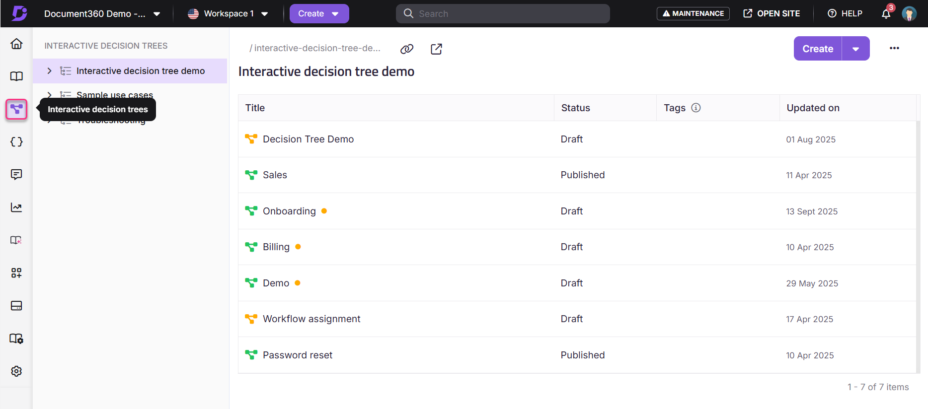 Interactive decision tree