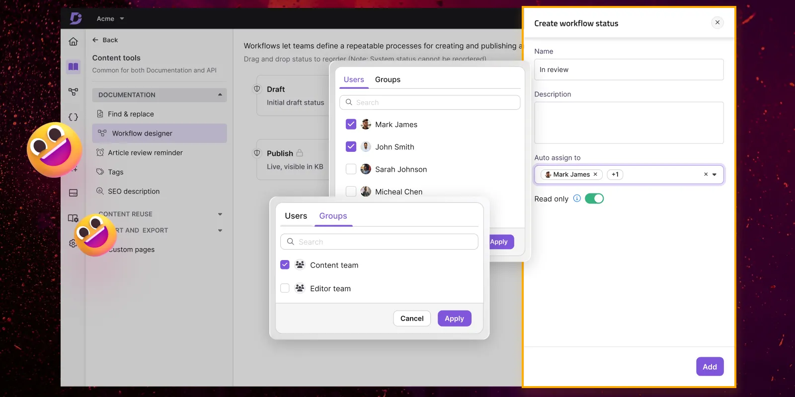 Review progress visibility interface screenshot