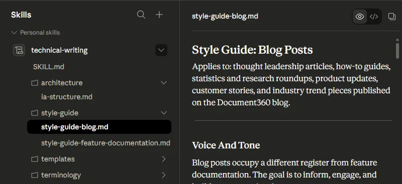 Active voice example from style guide