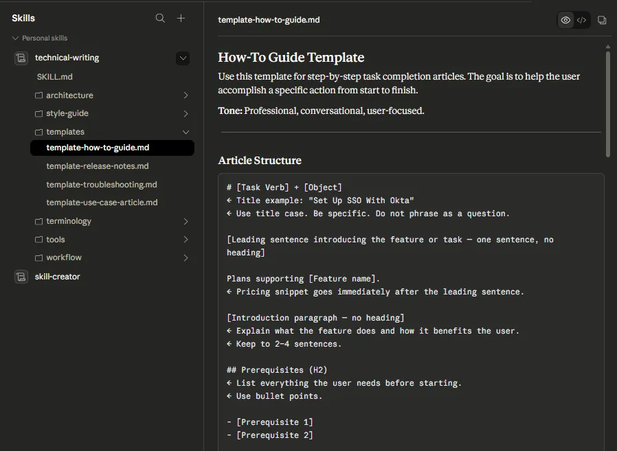 Markdown writing workflows for technical documentation