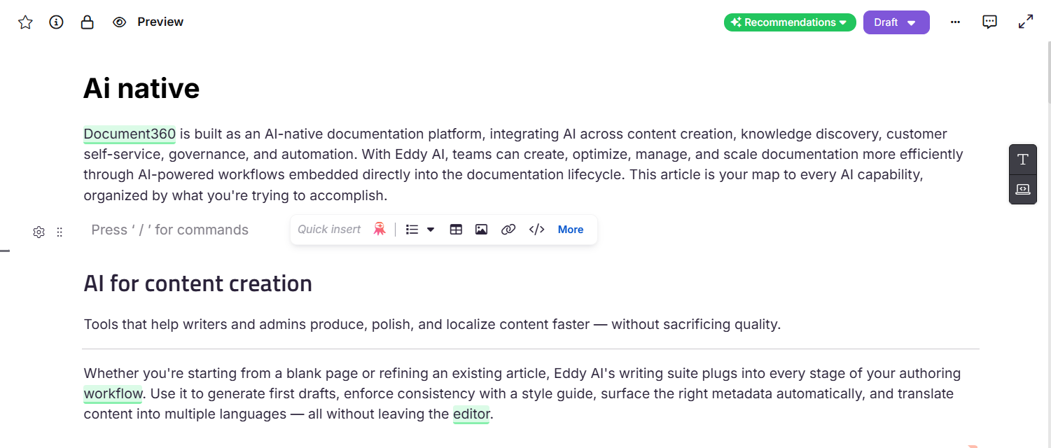 Editor improvements