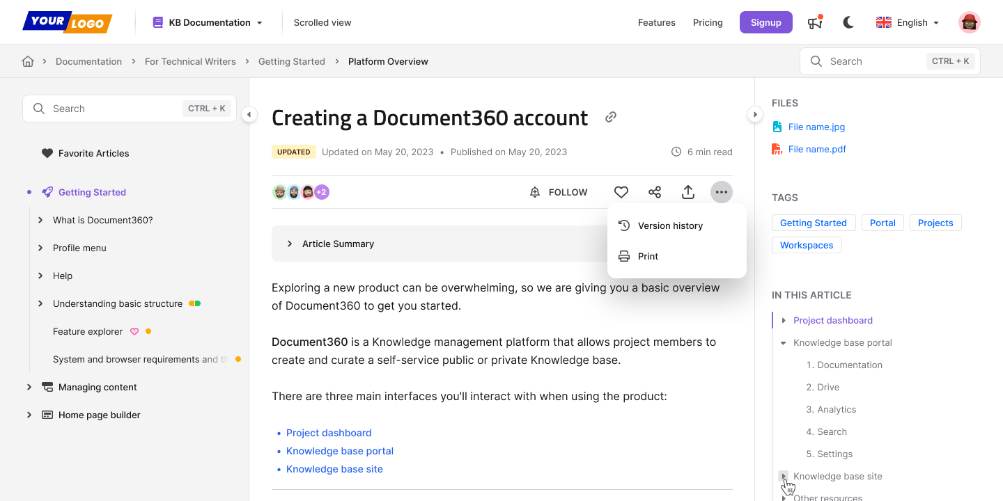 version history pdf