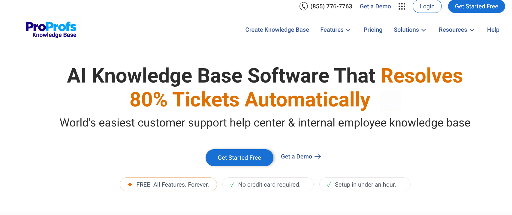 ProProfs Knowledge Base software homepage